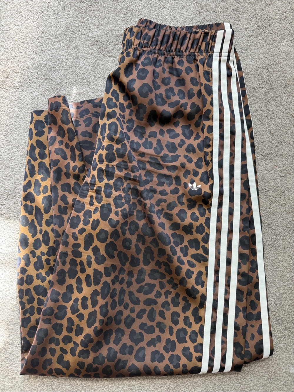 adidas Leopard-Print Track Pants in Brown, Black & White